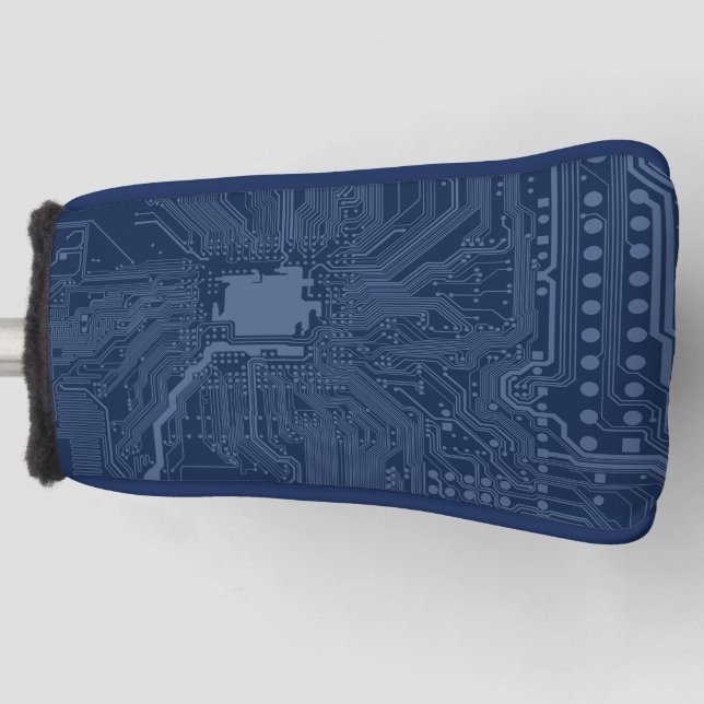 Funda Para Palo De Golf Patrón de circuito de la tarjeta madre azul geek (Anverso)