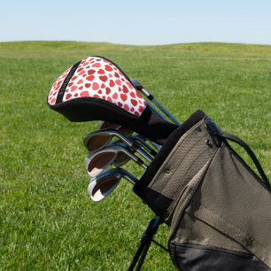 Funda Para Palo De Golf Patrón De Corazones, Corazones Rojos, Tu Nombre