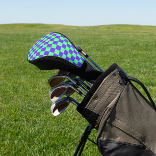 Funda Para Palo De Golf Patrón de cuadros púrpura y verde