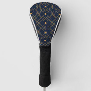 Funda Para Palo De Golf Patrón de deco de arte dorado sobre fondo azul osc