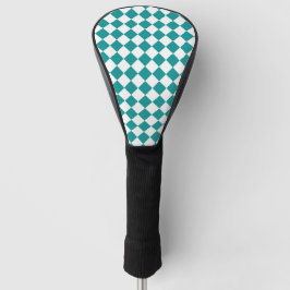 Funda Para Palo De Golf Patrón de diamante de cuadros blancos y turquesa