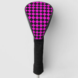 Funda Para Palo De Golf Patrón de diamante de cuadros rosa y negro