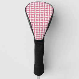 Funda Para Palo De Golf Patrón de diamante de cuadros rosados y blancos