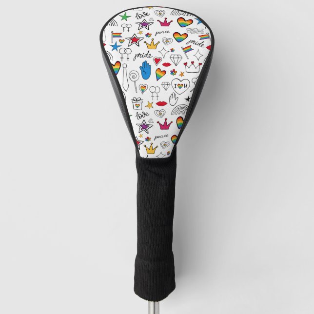 Funda Para Palo De Golf Patrón de Doodle del Orgullo Gay (Anverso)
