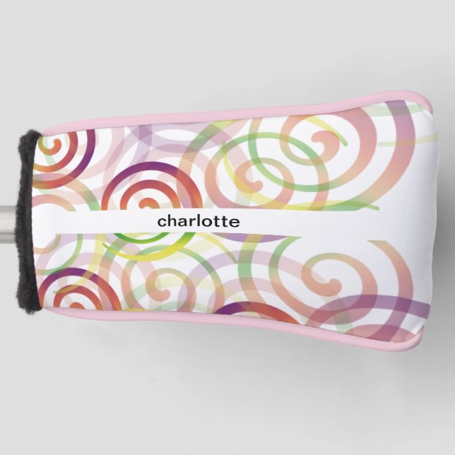 Funda Para Palo De Golf Patrón de espiral de arcoiris personalizado (Anverso)