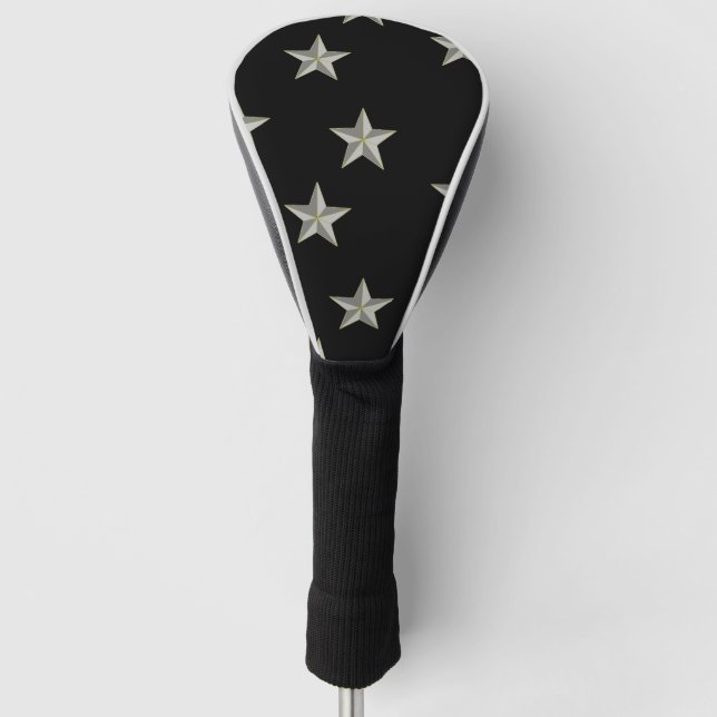 Funda Para Palo De Golf Patrón de estrellas grises en negro (Anverso)