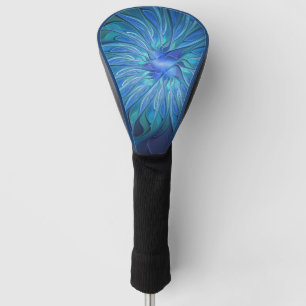 Funda Para Palo De Golf Patrón de fantasía de flor azul, arte fractal abst