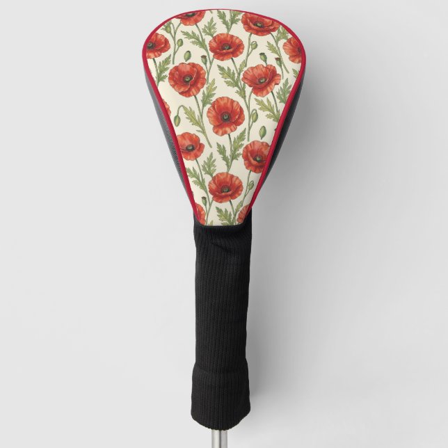 Funda Para Palo De Golf patrón de flores de amapola (Anverso)