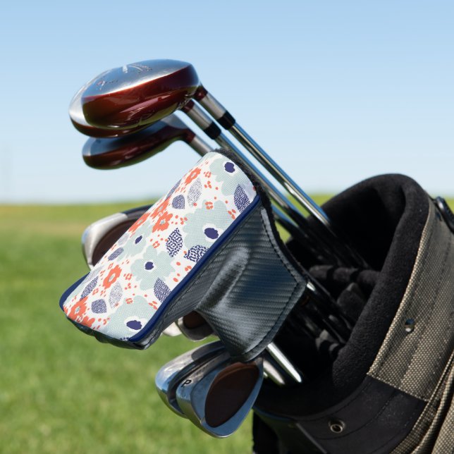 Funda Para Palo De Golf Patrón de flores moderadas naranja y azul (In Situ)