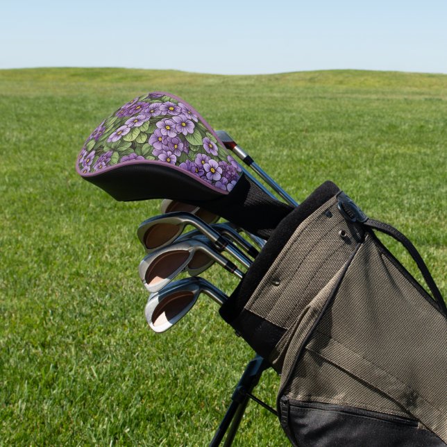 Funda Para Palo De Golf Patrón de flores violetas africanas (In Situ)