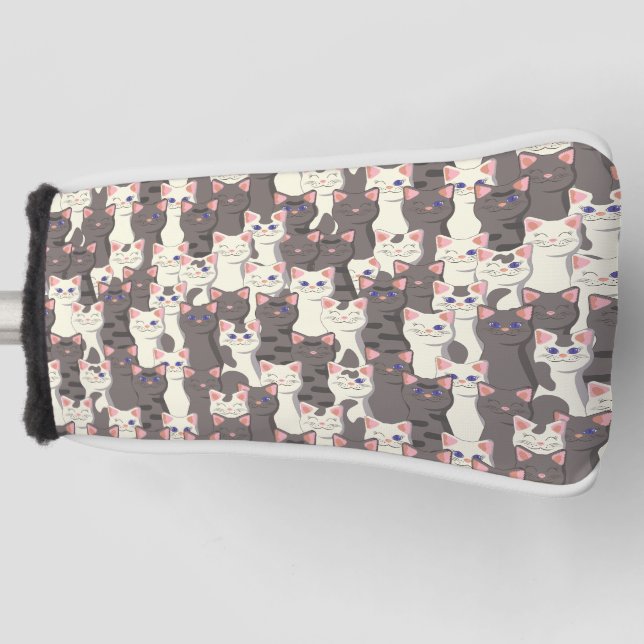 Funda Para Palo De Golf Patrón de gatos blancos y grises (Anverso)