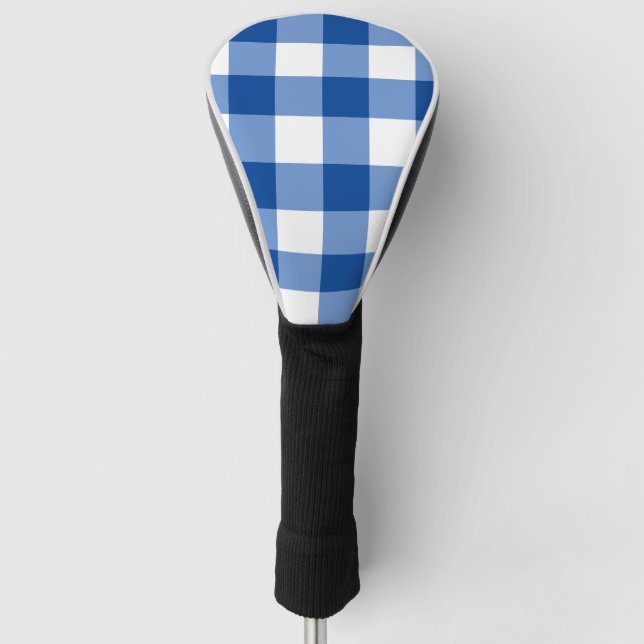 Funda Para Palo De Golf Patrón de gingham azul (Anverso)