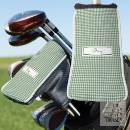 Funda Para Palo De Golf Patrón de Gingham en Verde con Nombre