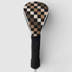 Funda Para Palo De Golf Patrón de Gingham negro negro marrón