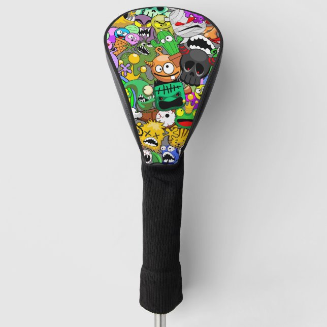 Funda Para Palo De Golf Patrón de Halloween de personajes adorables (Anverso)