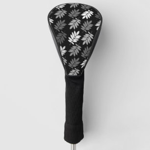 Funda Para Palo De Golf Patrón de hoja de anciano negro blanco gris