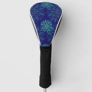 Funda Para Palo De Golf Patrón de hojas florales azul y verde moderno de l