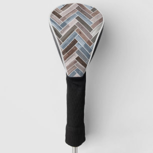Funda Para Palo De Golf Patrón de hueso de arenque azul marrón gris