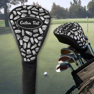 Funda Para Palo De Golf Patrón de iconos de comida rápida blanca