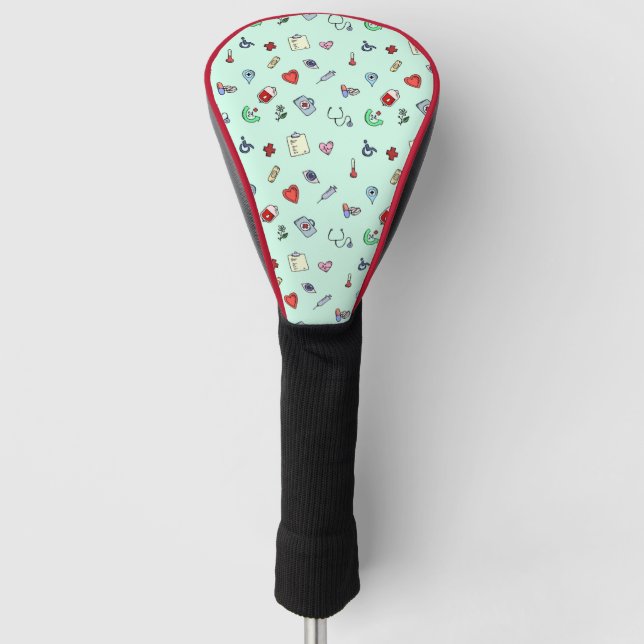 Funda Para Palo De Golf Patrón de iconos médicos curados (Anverso)