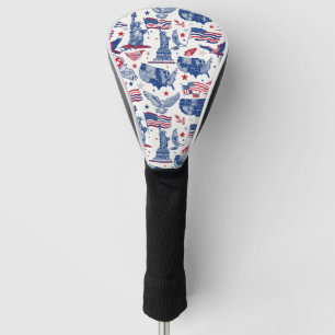 Funda Para Palo De Golf Patrón de iconos patrióticos - Estatua de la liber