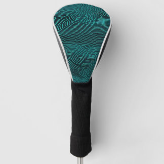 Funda Para Palo De Golf Patrón de la línea azul Verde azulada y oscura del