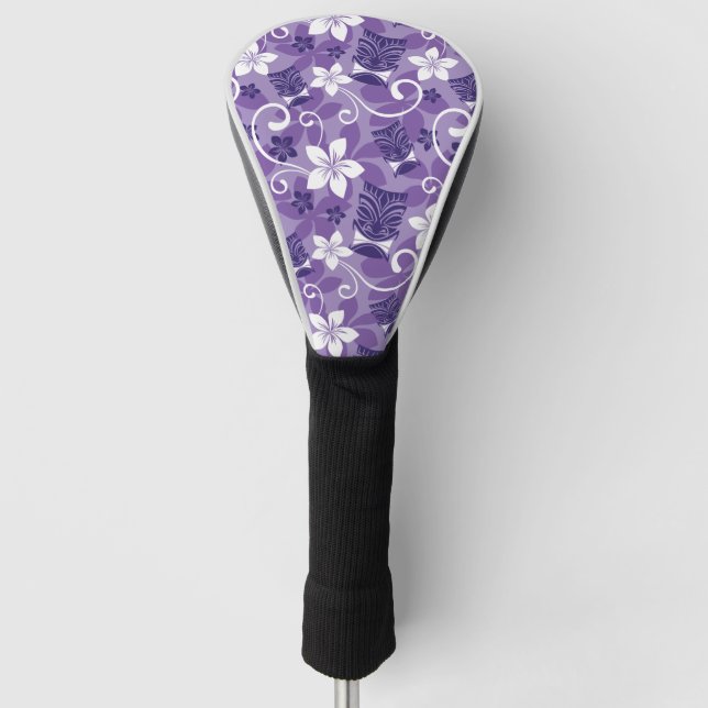 FUNDA PARA PALO DE GOLF PATRÓN DE LUAU TIKI (PURPLE) (Anverso)