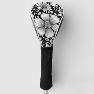 Funda Para Palo De Golf Patrón de lujo floral monocromo chic (6)