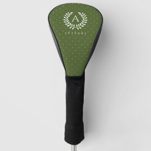 Funda Para Palo De Golf Patrón de lunares de monograma de laurel blanco so