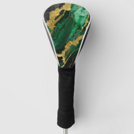 Funda Para Palo De Golf Patrón de mármol verde con oro