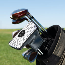Funda Para Palo De Golf Patrón de monograma personalizado en blanco y negr