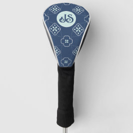 Funda Para Palo De Golf Patrón de mosaico de flor azul y de menta con esti
