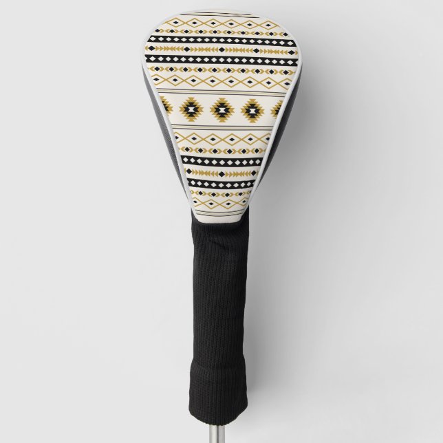 Funda Para Palo De Golf Patrón de motivos mixtos Aztec Gold Black Cream (Anverso)