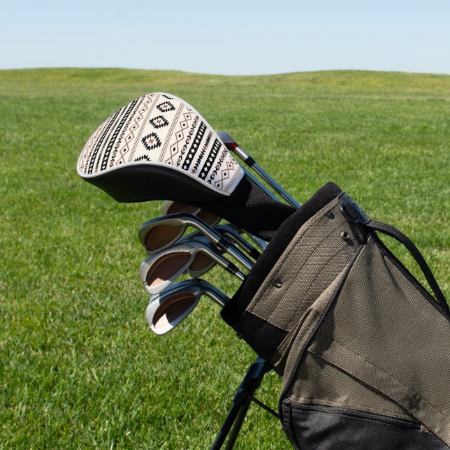 Funda Para Palo De Golf Patrón de motivos mixtos de crema negra azteca mar (In Situ)
