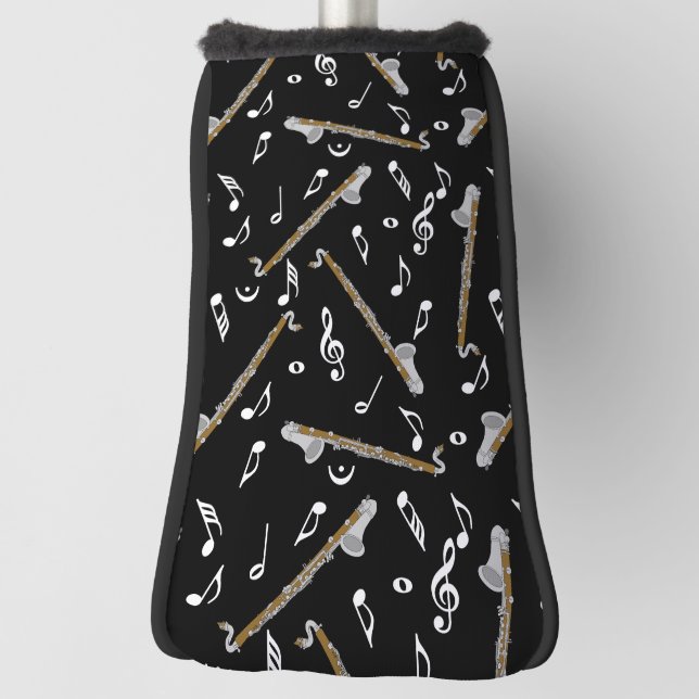 Funda Para Palo De Golf Patrón de notas de música clarinete de Bass (Girar 90)