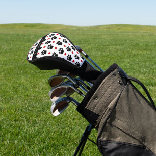 Funda Para Palo De Golf Patrón De Patas, Patas Negras, Corazones Rojos, Tu