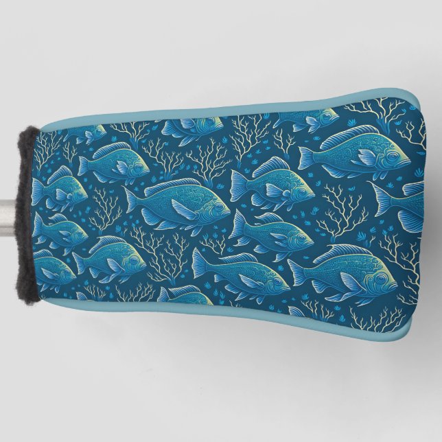 Funda Para Palo De Golf Patrón de peces azules (Anverso)