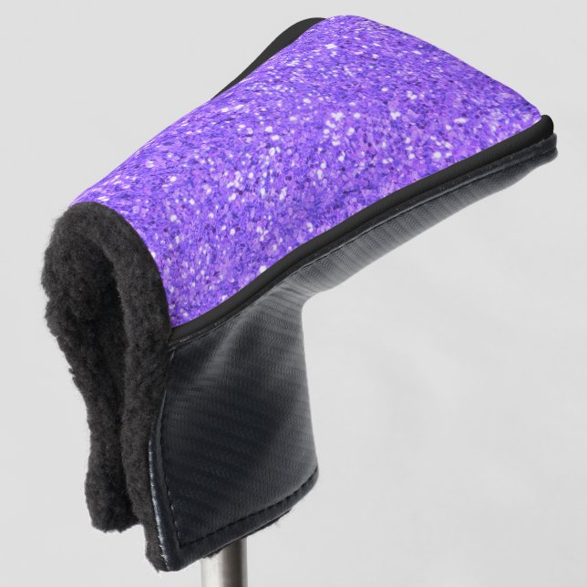 Funda Para Palo De Golf Patrón de purpurina espumoso púrpura (Anverso 3/4)