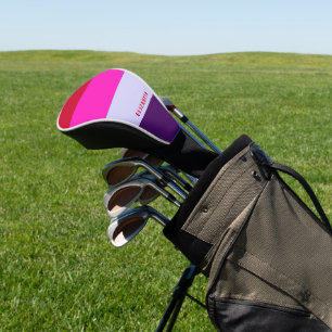 Funda Para Palo De Golf Patrón de rayas rojas, rosadas y púrpura