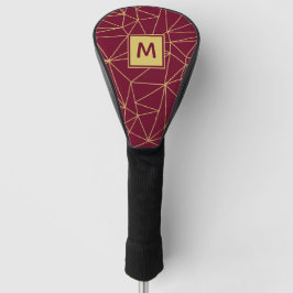 Funda Para Palo De Golf Patrón de resumen geométrico monograma de oro púrp