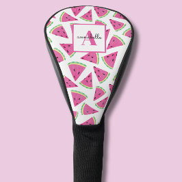 Funda Para Palo De Golf Patrón de sandía tropical rosa monograma