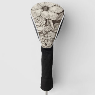 Funda Para Palo De Golf Patrón de Sepia Floral Vintage (1)