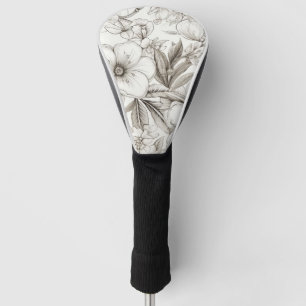 Funda Para Palo De Golf Patrón de Sepia Floral Vintage (11) Tapa de cabeza