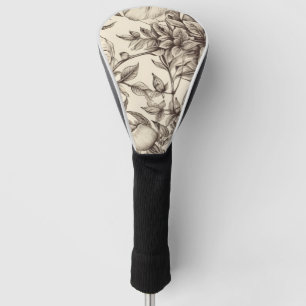 Funda Para Palo De Golf Patrón de Sepia Floral Vintage (2) Tapa de cabeza 