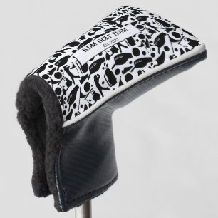Funda Para Palo De Golf Patrón de silueta de golf clásico blanco y negro