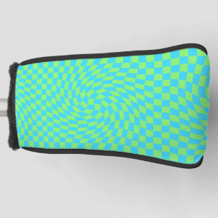 Funda Para Palo De Golf Patrón de tablero de ajedrez azul claro y verde