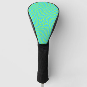 Funda Para Palo De Golf Patrón de tablero de ajedrez azul claro y verde