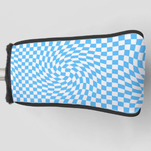 Funda Para Palo De Golf Patrón de tablero de cheques azul y blanco claro