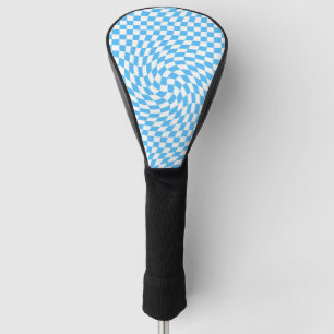 Funda Para Palo De Golf Patrón de tablero de cheques azul y blanco claro