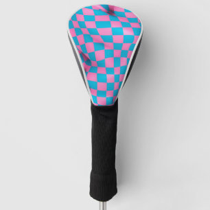 Funda Para Palo De Golf Patrón de tablero de cheques con abstracción rosa